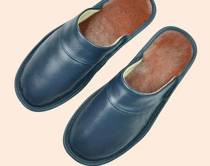 Pánské kožené stylové pantofle | Teplé a pohodlné domácí boty