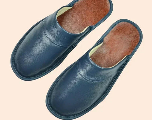 Zapatillas de Estilo Masculino de Cuero | Calzado para Casa Cálido y Cómodo