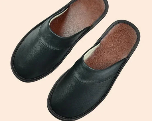 Zapatillas de Estilo Masculino de Cuero | Calzado para Casa Cálido y Cómodo
