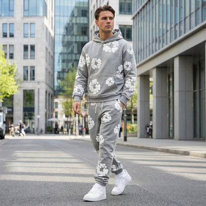 Męski Dres W Kwiatowy Nadruk | Zrelaksowany Komfort Dwuczęściowy