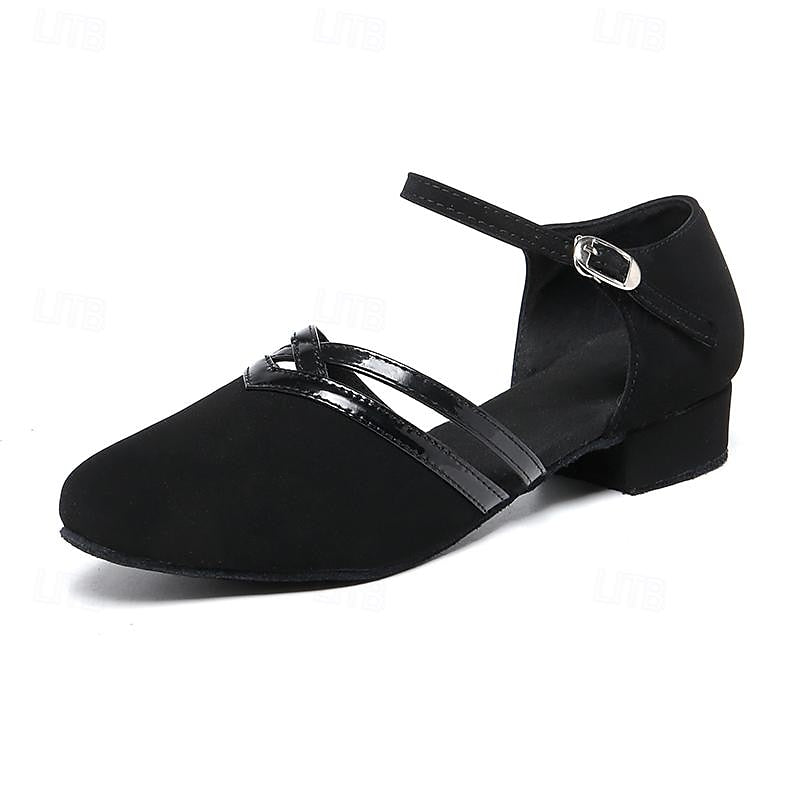 Chaussures de danse femme en suédine synthétique style | Talon bas avec bride autour de la cheville