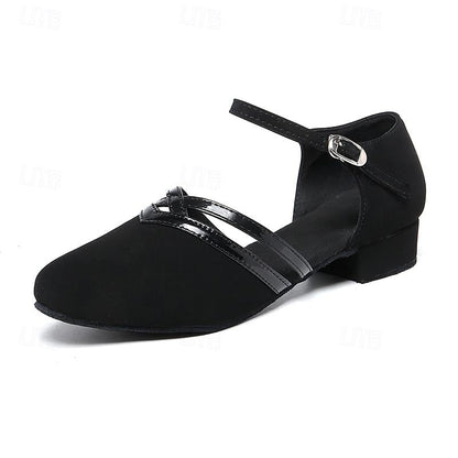 Chaussures de danse femme en suédine synthétique style | Talon bas avec bride autour de la cheville