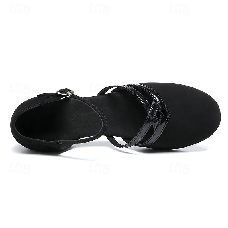 Chaussures de danse femme en suédine synthétique style | Talon bas avec bride autour de la cheville