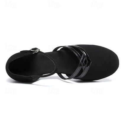 Chaussures de danse femme en suédine synthétique style | Talon bas avec bride autour de la cheville