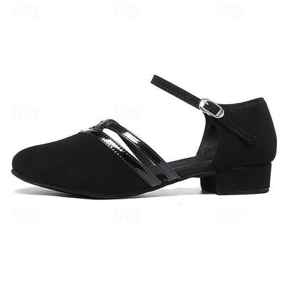 Chaussures de danse femme en suédine synthétique style | Talon bas avec bride autour de la cheville