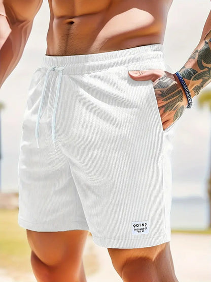 Pantaloncini estivi da uomo in velluto a coste | Vita elasticizzata, vestibilità dritta