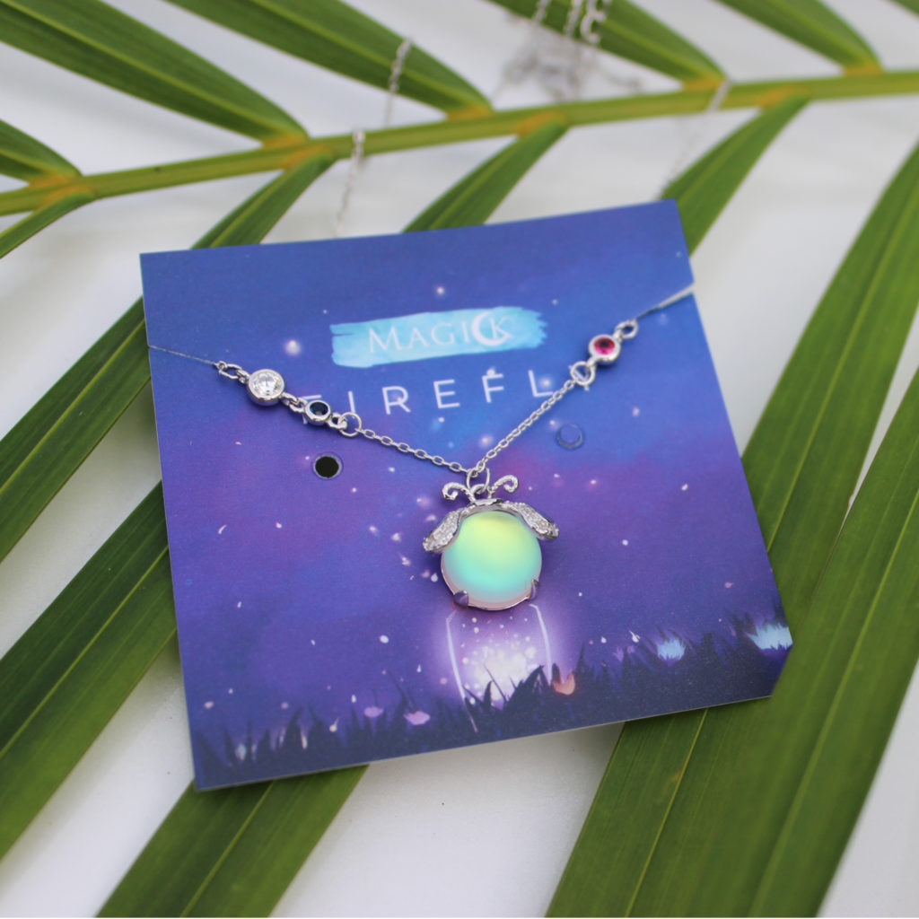 Mia | Srebrny naszyjnik Firefly z zawieszką z kamienia księżycowego