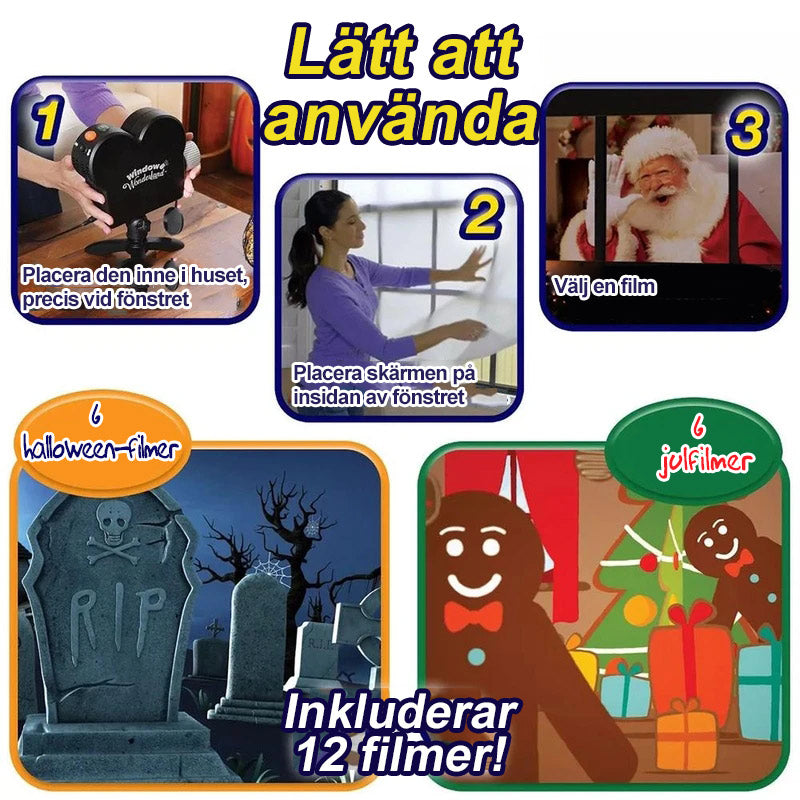 Projektor Okienny do Dekoracji na Halloween i Boże Narodzenie