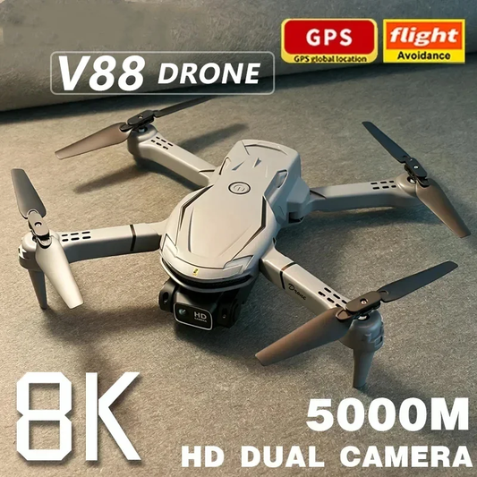 Leo | Mini V88 Drone 8K z GPS i Podwójną Kamerą HD - Profesjonalny Dron Fotografii Lotniczej