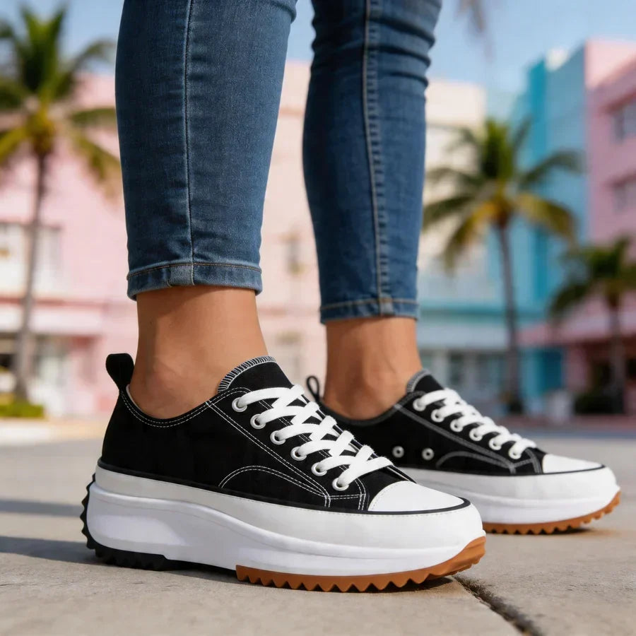 Baskets orthopédiques pour femmes à semelle compensée
