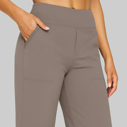 Women's Stretch Pants with High Waist and Pockets