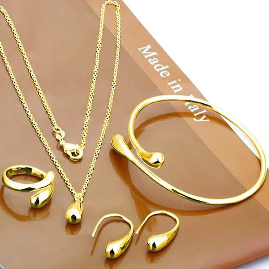 Eva | Women's 4-Piece Teardrop Silver Jewelry Set