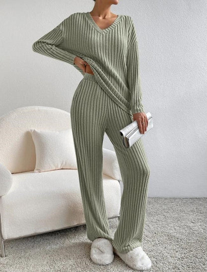 Women's Knitted Pants and Sweater Set