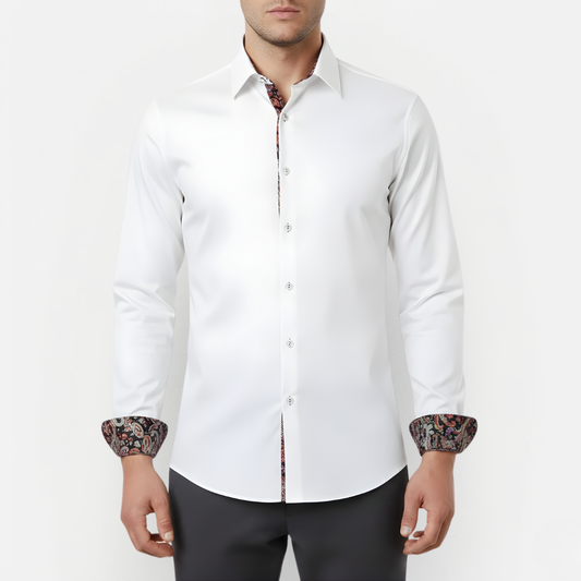 Camisa para hombre con estampado paisley | Manga larga estilo llamativo