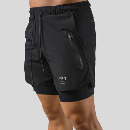 Pantalones Cortos para Correr 2 en 1 para Hombre | Capa de Compresión Incorporada y Bolsillo con Cremallera