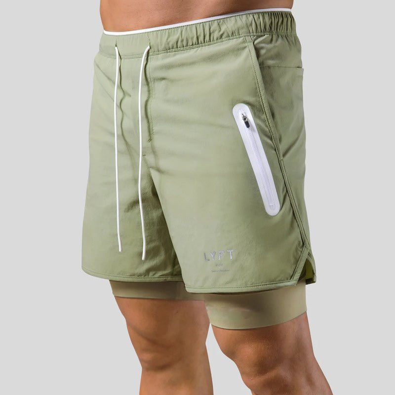 Pantalones Cortos para Correr 2 en 1 para Hombre | Capa de Compresión Incorporada y Bolsillo con Cremallera