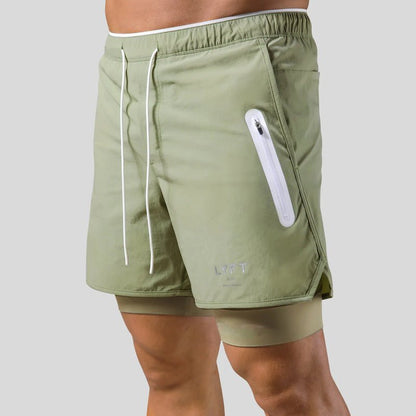 Pantalones Cortos para Correr 2 en 1 para Hombre | Capa de Compresión Incorporada y Bolsillo con Cremallera