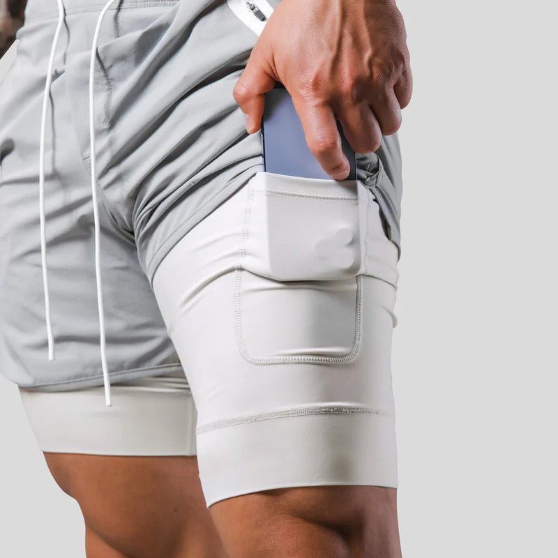 Pantalones Cortos para Correr 2 en 1 para Hombre | Capa de Compresión Incorporada y Bolsillo con Cremallera