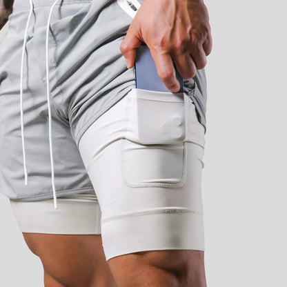 Pantalones Cortos para Correr 2 en 1 para Hombre | Capa de Compresión Incorporada y Bolsillo con Cremallera