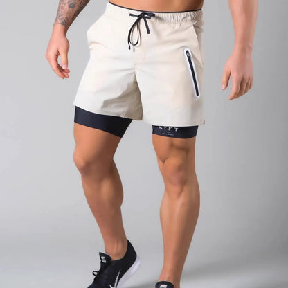 Pantalones Cortos para Correr 2 en 1 para Hombre | Capa de Compresión Incorporada y Bolsillo con Cremallera