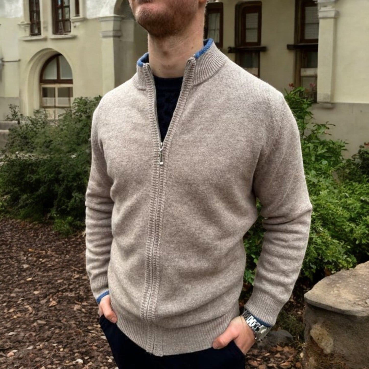 Cardigan zippé homme