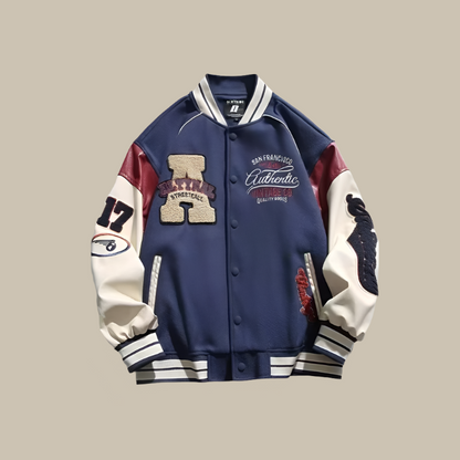 Męska Oversizowy Rocznik Baseballowa Kurtka | Retro Odzież Uliczna Styl