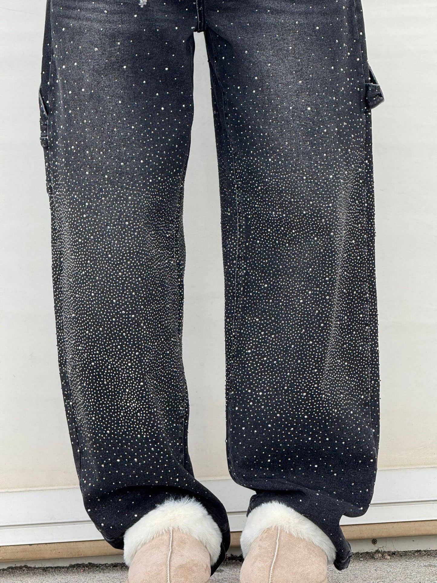 Pantalones vaqueros holgados brillantes para mujer