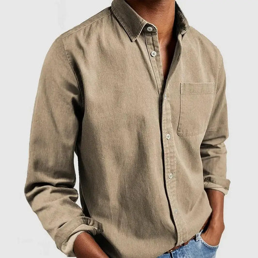 Camisa para hombre de mezcla de algodón de corte regular | Estilo casual inteligente universal