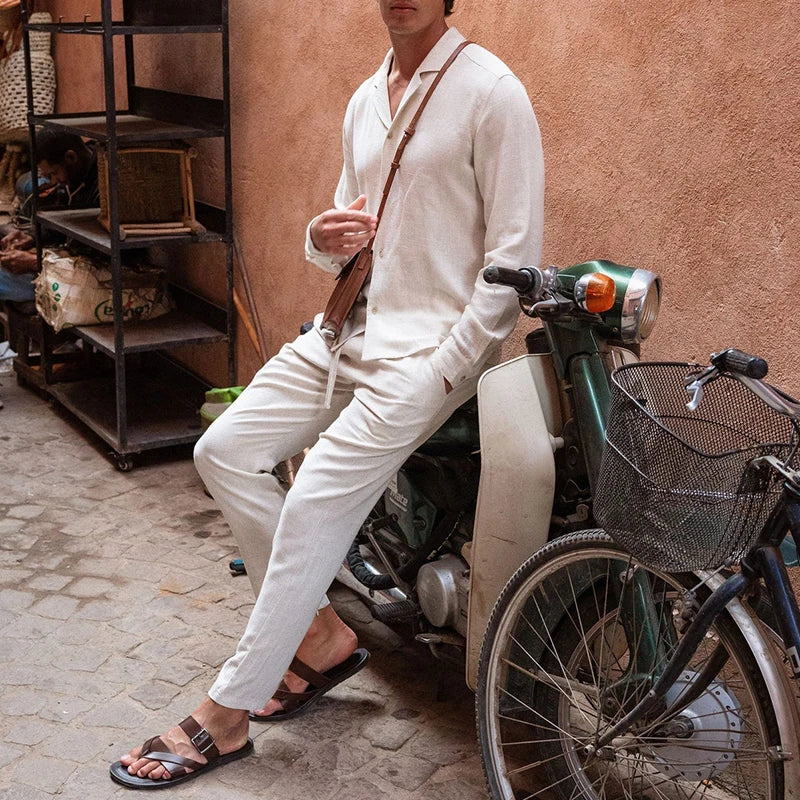 Ensemble vintage pour homme 2 pièces | Vêtements d'été décontractés pour la maison
