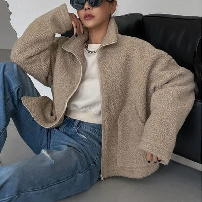 Women's Oversized Sherpa Fleece Jacket | Cozy and Chic