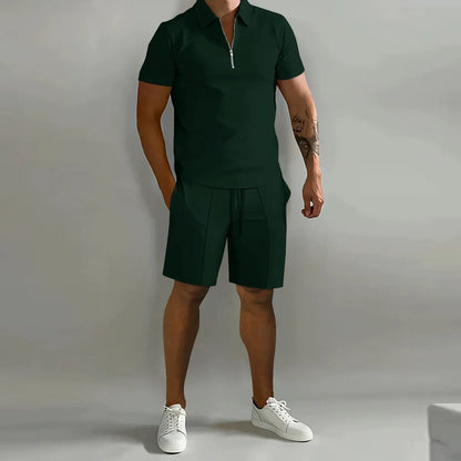 Ensemble Polo à Fermeture Éclair Homme | Short Coordonné Tenue d'Été