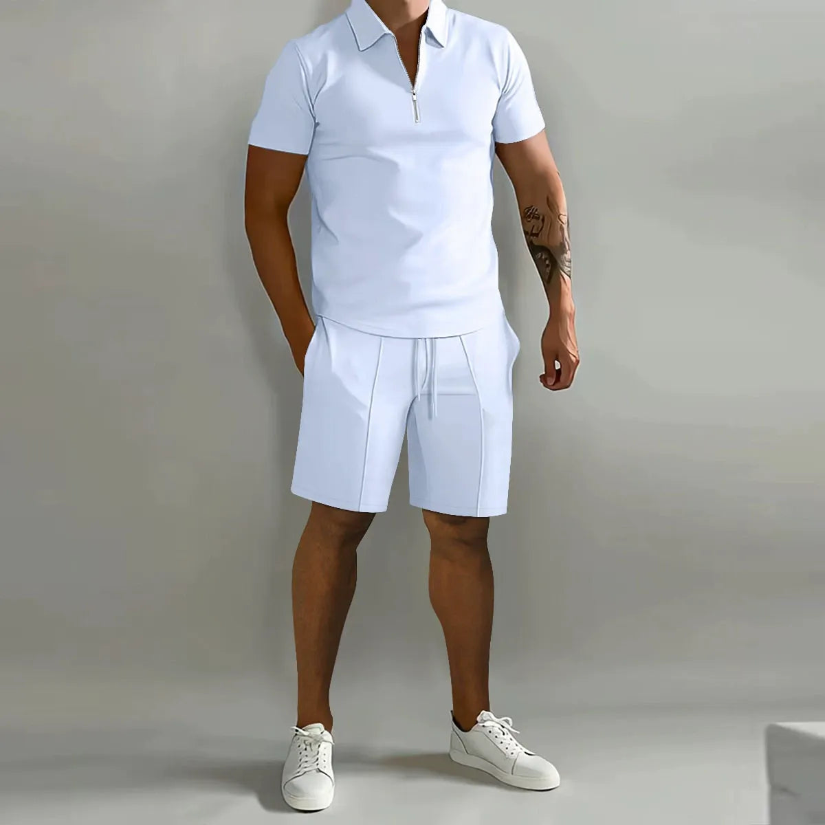 Ensemble Polo à Fermeture Éclair Homme | Short Coordonné Tenue d'Été