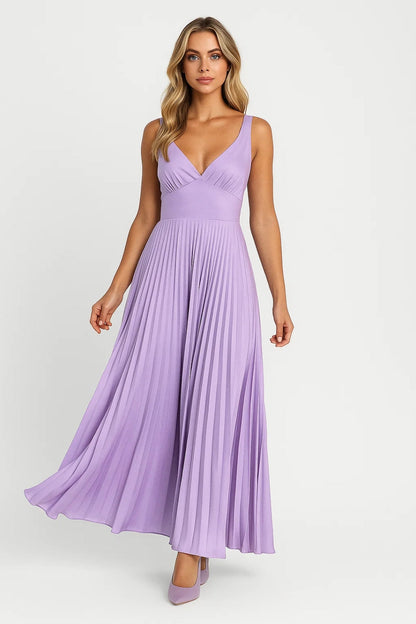 Women's Pleated Maxi Wedding Guest Dress