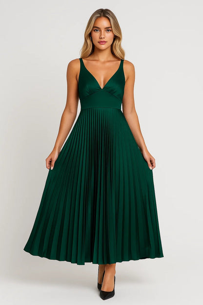 Women's Pleated Maxi Wedding Guest Dress
