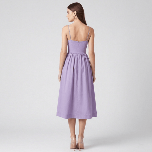 Vestido Midi de Mujer con Cuello en Forma de Corazón | Falda Completa Elegante Ocasiones Estilo