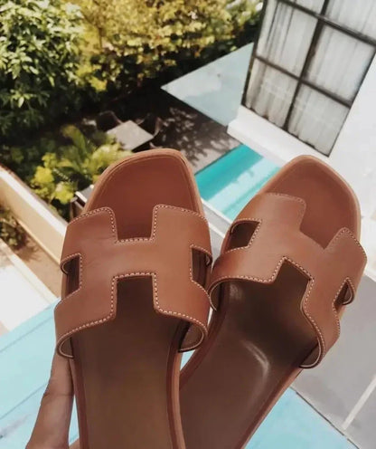 Ceinture de type H en cuir style sandales