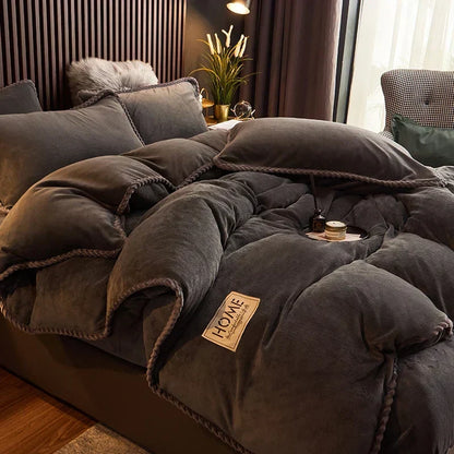 Set di copripiumini in pile effetto velluto | Aggiornamento accogliente per la camera da letto