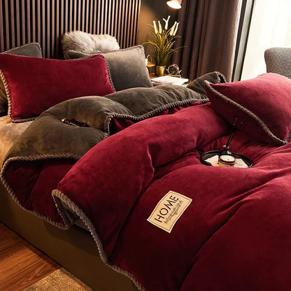 Set di copripiumini in pile effetto velluto | Aggiornamento accogliente per la camera da letto