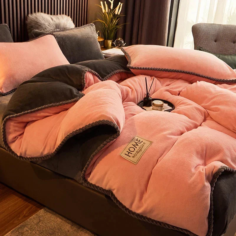Set di copripiumini in pile effetto velluto | Aggiornamento accogliente per la camera da letto