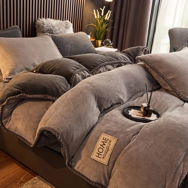 Set di copripiumini in pile effetto velluto | Aggiornamento accogliente per la camera da letto