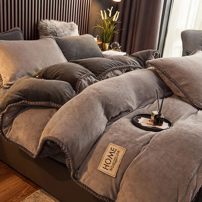 Set di copripiumini in pile effetto velluto | Aggiornamento accogliente per la camera da letto