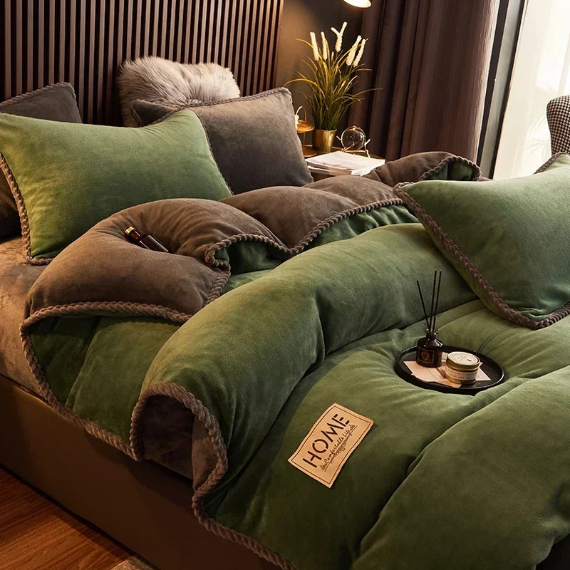 Set di copripiumini in pile effetto velluto | Aggiornamento accogliente per la camera da letto
