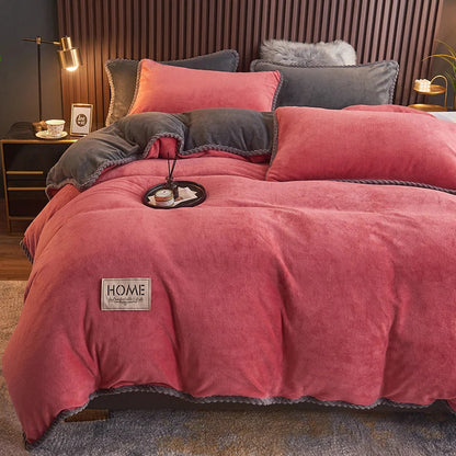 Set di copripiumini in pile effetto velluto | Aggiornamento accogliente per la camera da letto