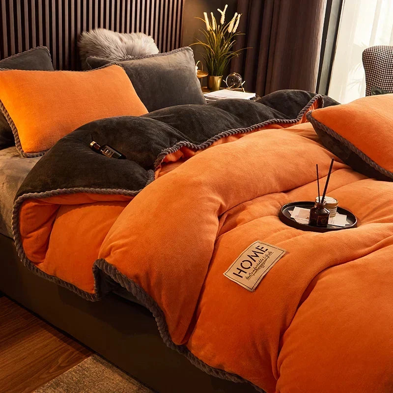 Set di copripiumini in pile effetto velluto | Aggiornamento accogliente per la camera da letto