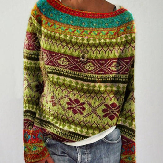 Damski Rocznik Styl Sweter | Miękki Retro Komfort