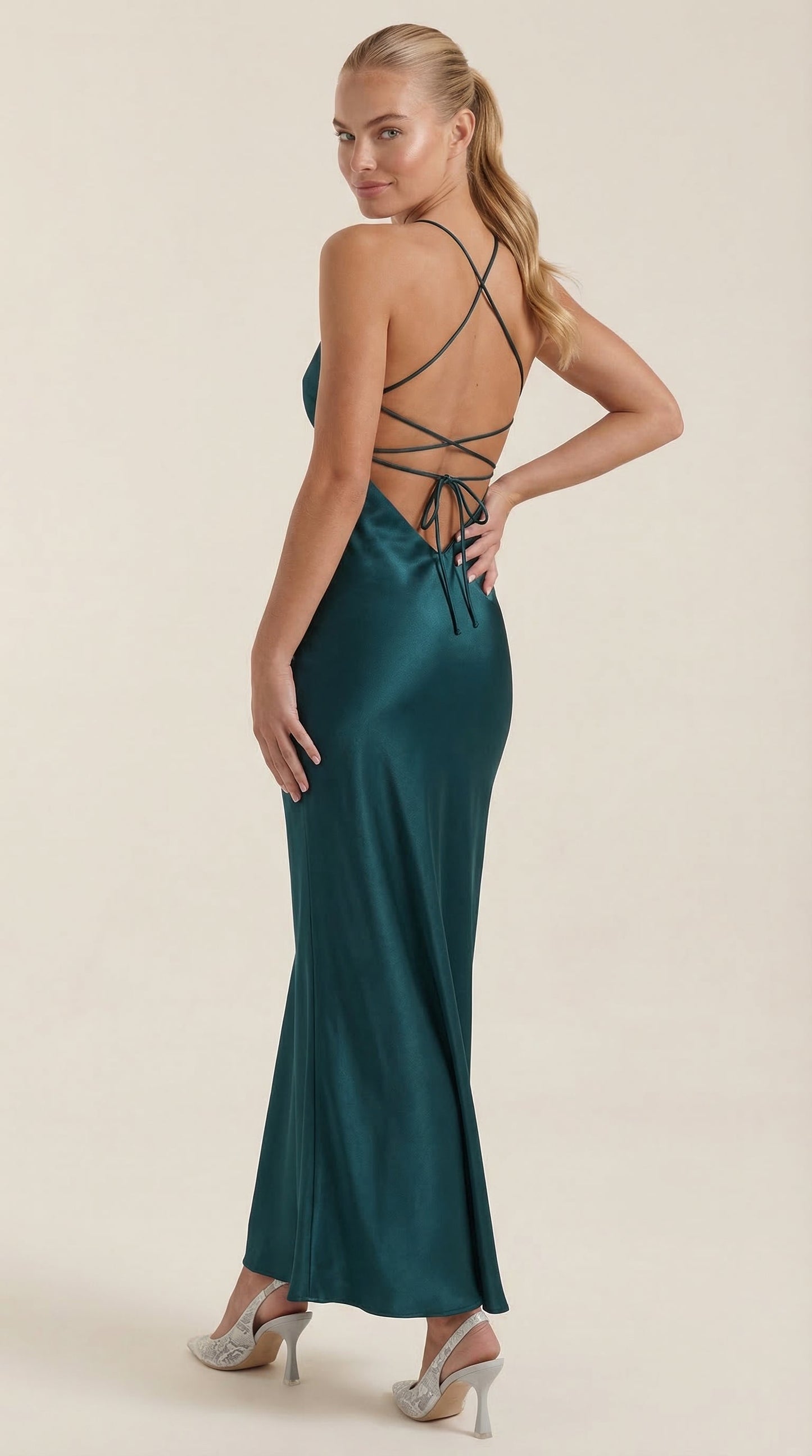 Women's Maxi Dress with V-Neckline | Elegant Evening Occasion Wear