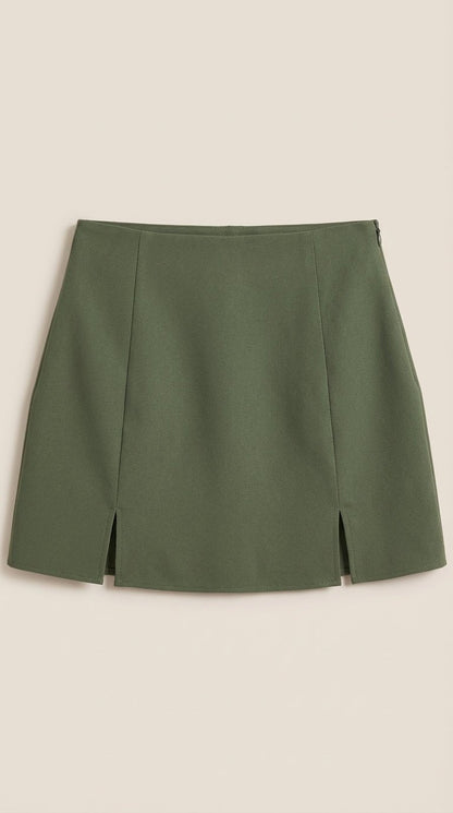 Women's High-Waisted Mini Skirt with Side Slit