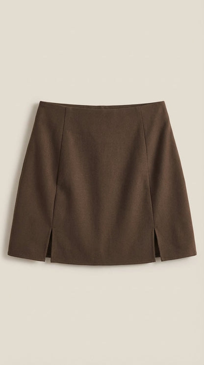 Women's High-Waisted Mini Skirt with Side Slit