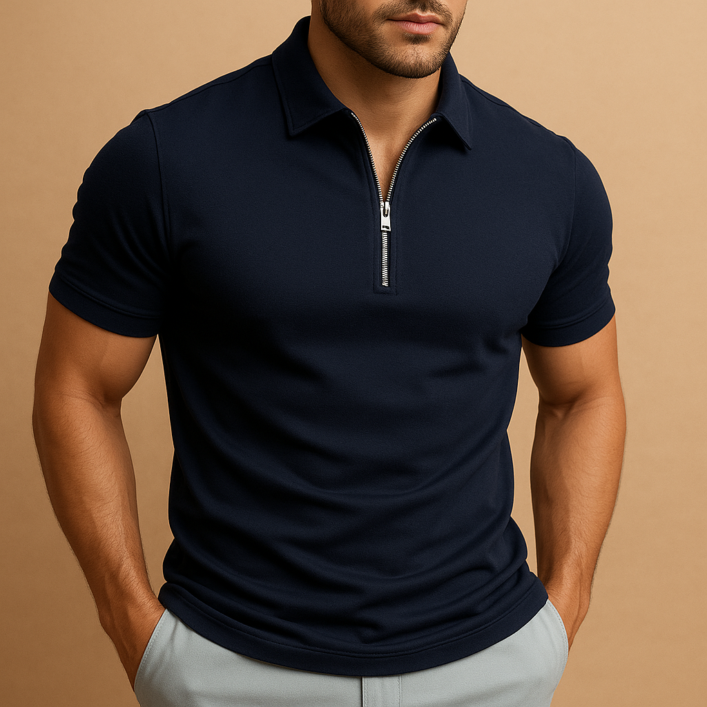 Camiseta Polo Masculina de Corte Ajustado con Cremallera | Estilo Inteligente, Ligero, Transpirable y Casual
