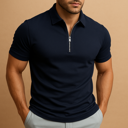 Camiseta Polo Masculina de Corte Ajustado con Cremallera | Estilo Inteligente, Ligero, Transpirable y Casual